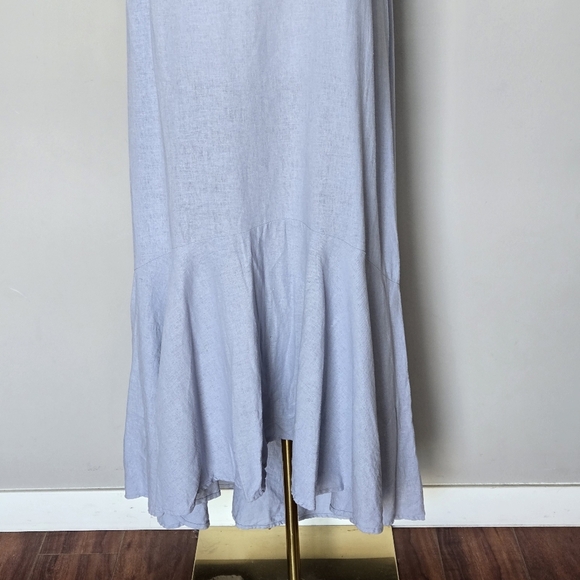 CYNTHIA ROWLEY Linen Hi-Low Tiered Maxi Sleeveless Lagenlook Beachy Boho Dress - Picture 5 of 10